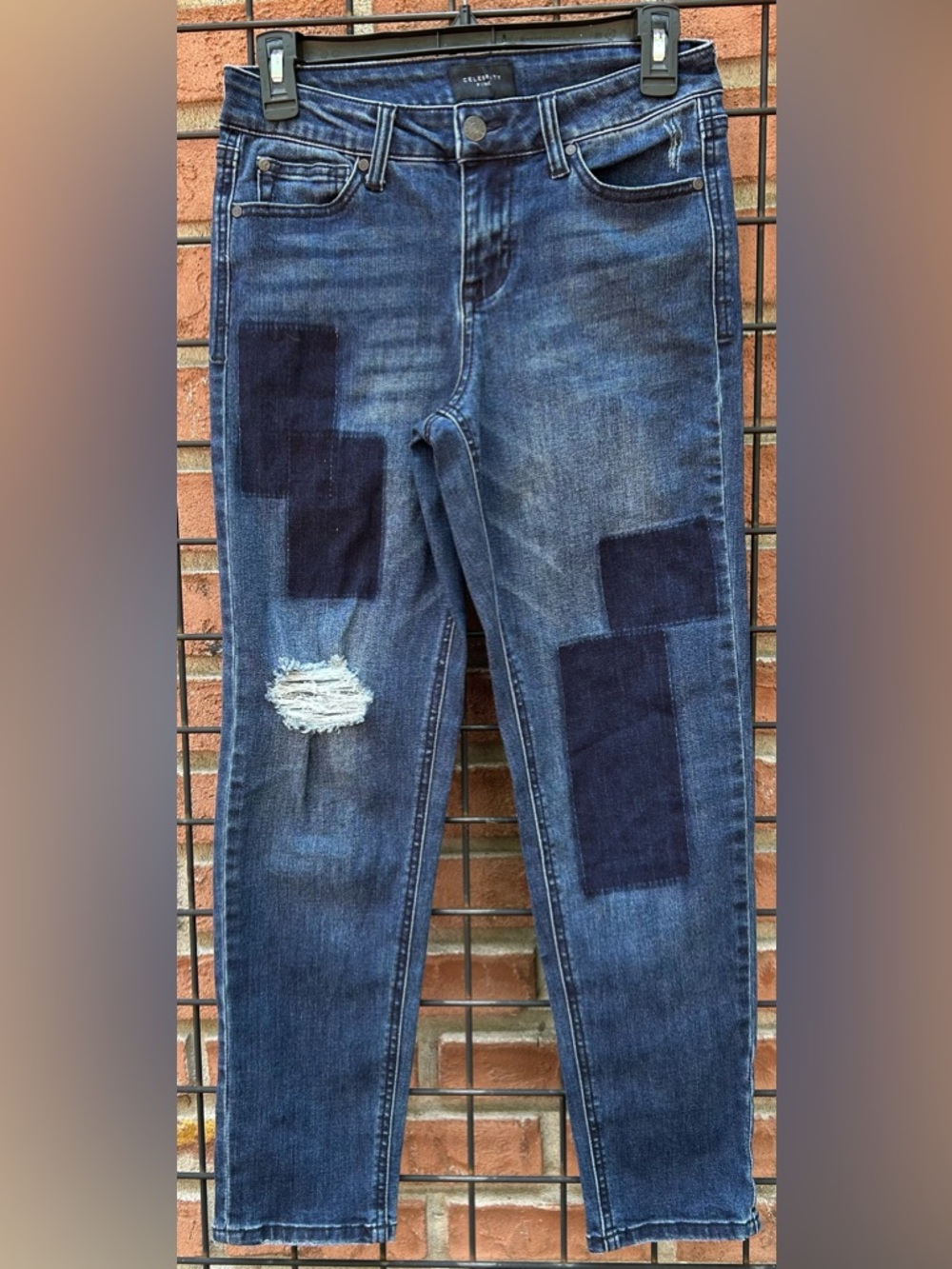 Celebrity Pink Girlfriend Blue Slim Patchwork Jeans